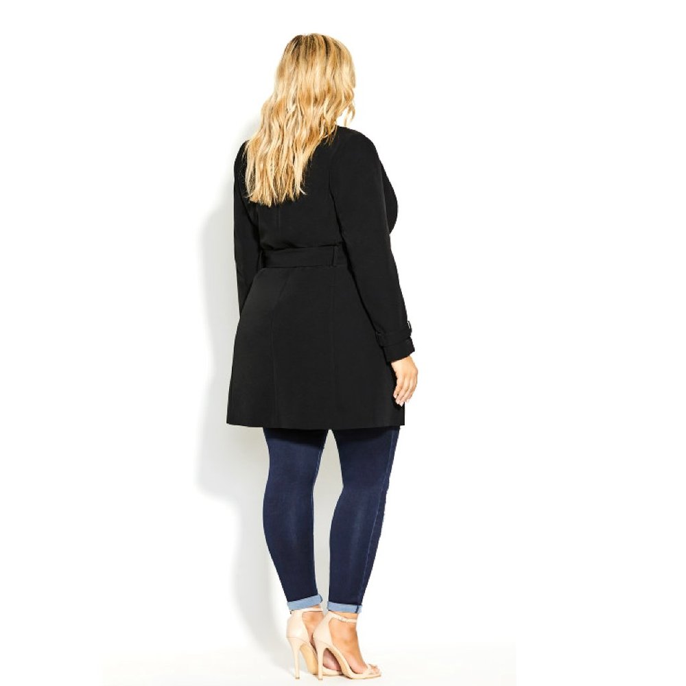 NWOT City Chic Miss Sleek Trench Black M = 18 = 2X - Picture 2 of 5